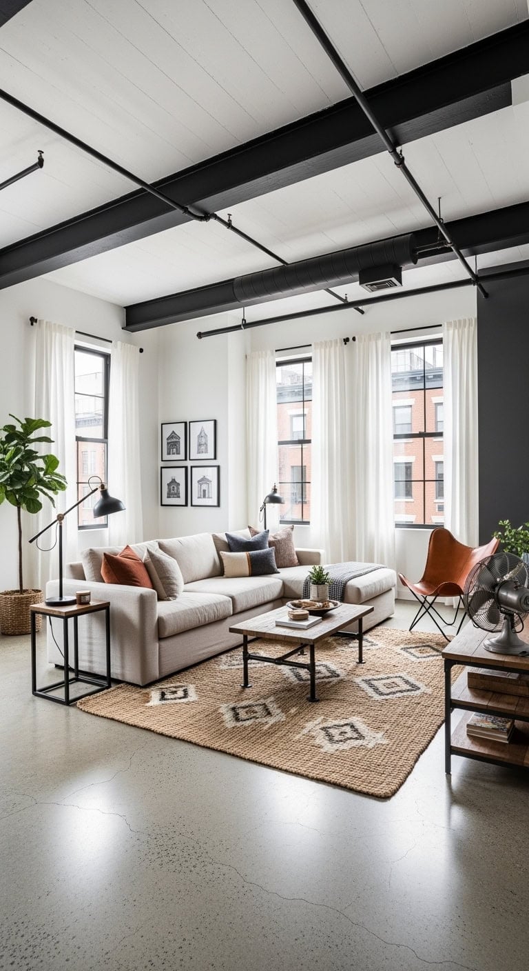 industrial chic beige sectional loft