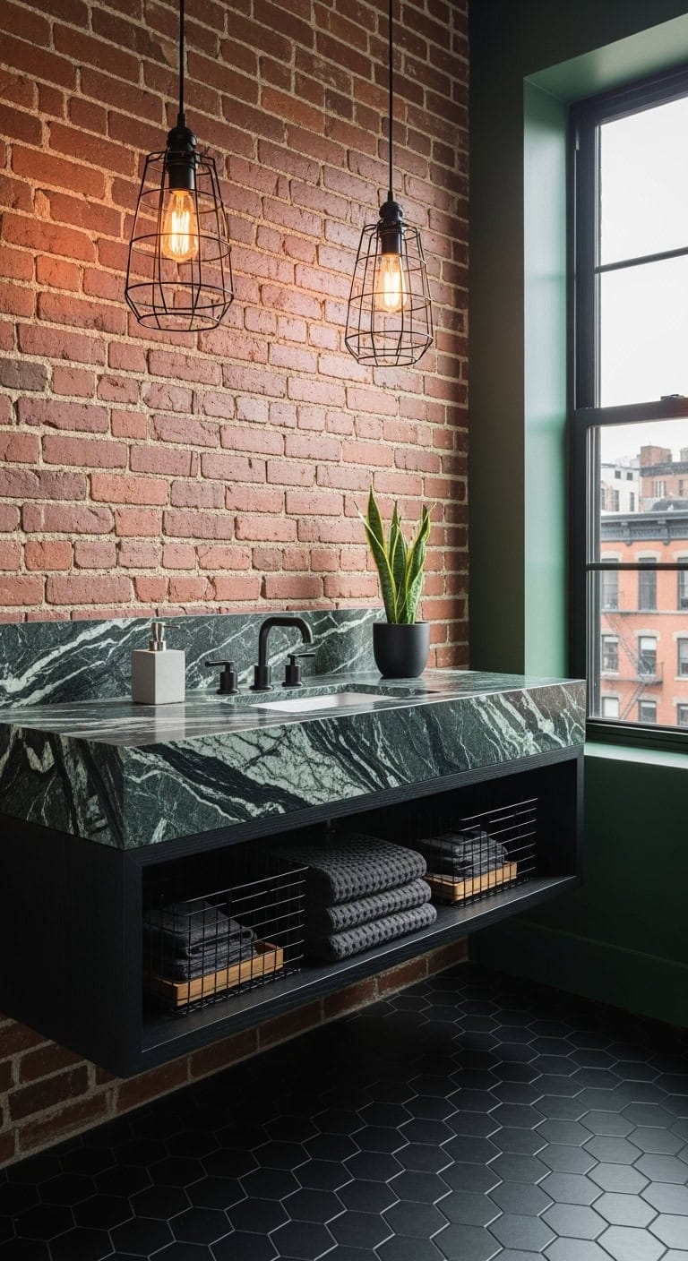 industrial chic charcoal green marble