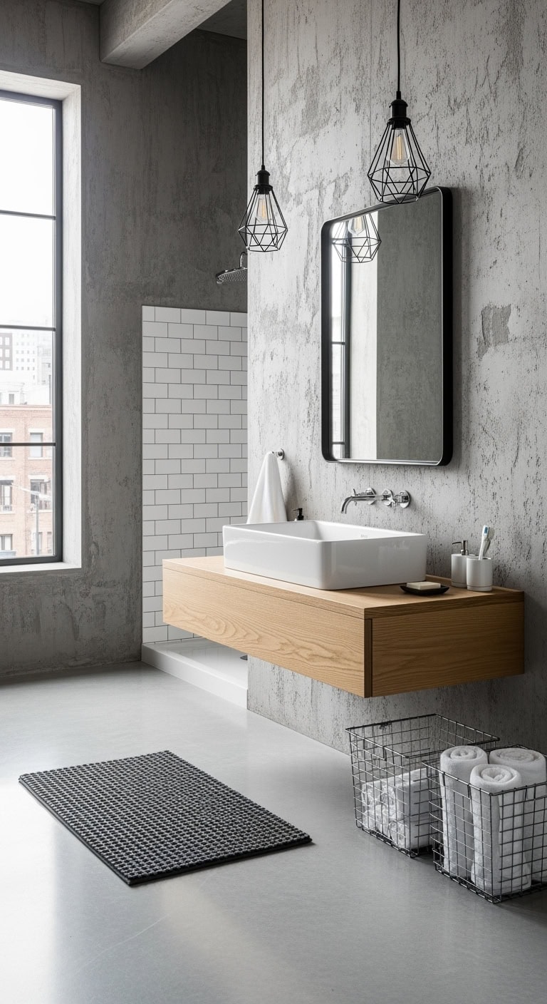 industrial chic concrete bathroom