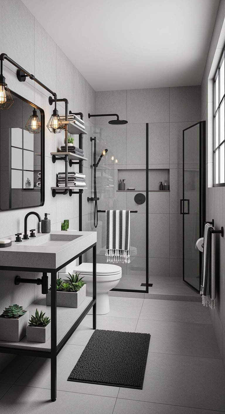 industrial concrete gray bathroom luxe