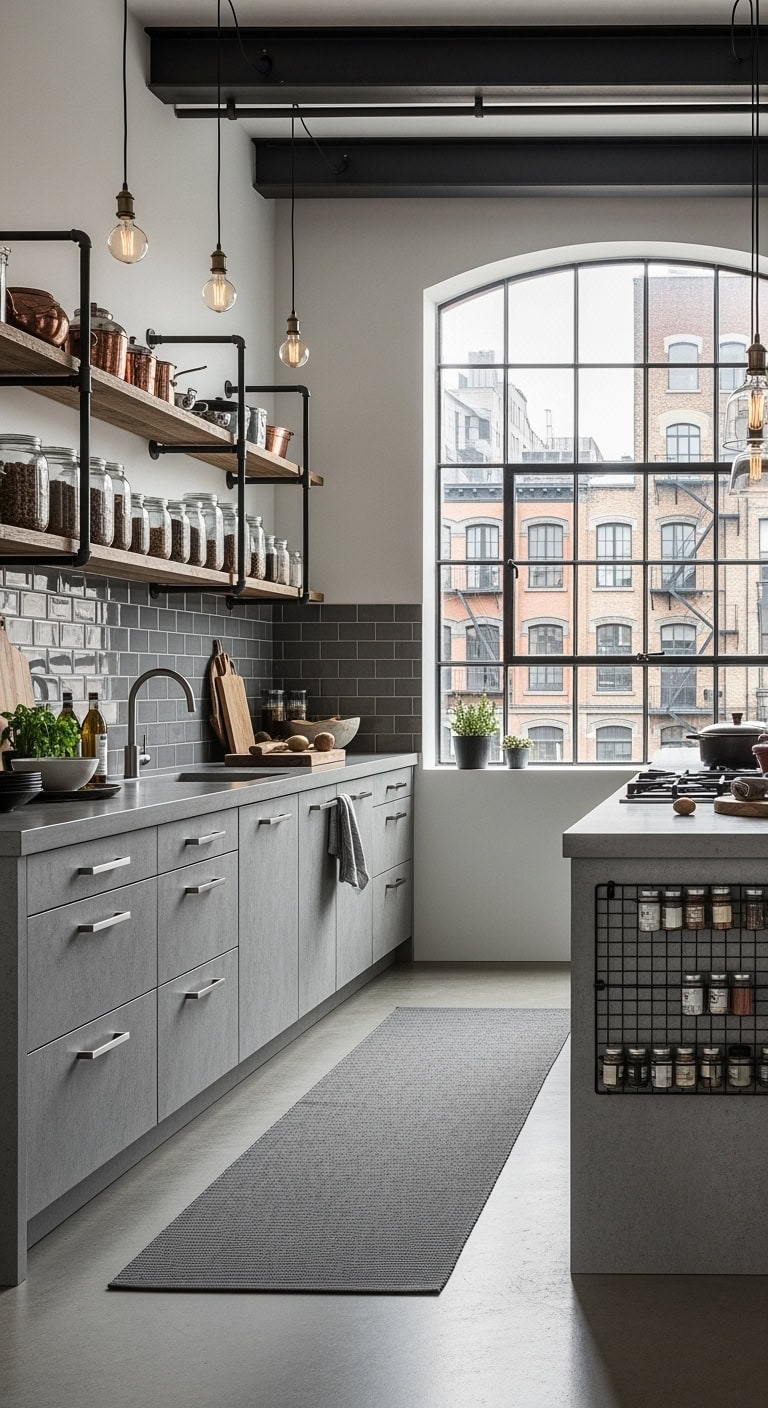 industrial concrete grey kitchen