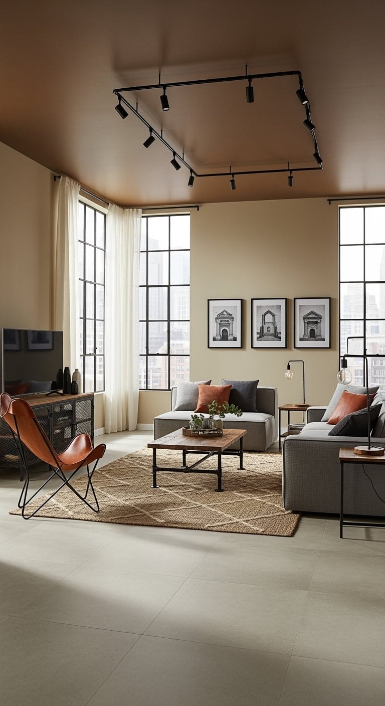 industrial concrete look beige loft