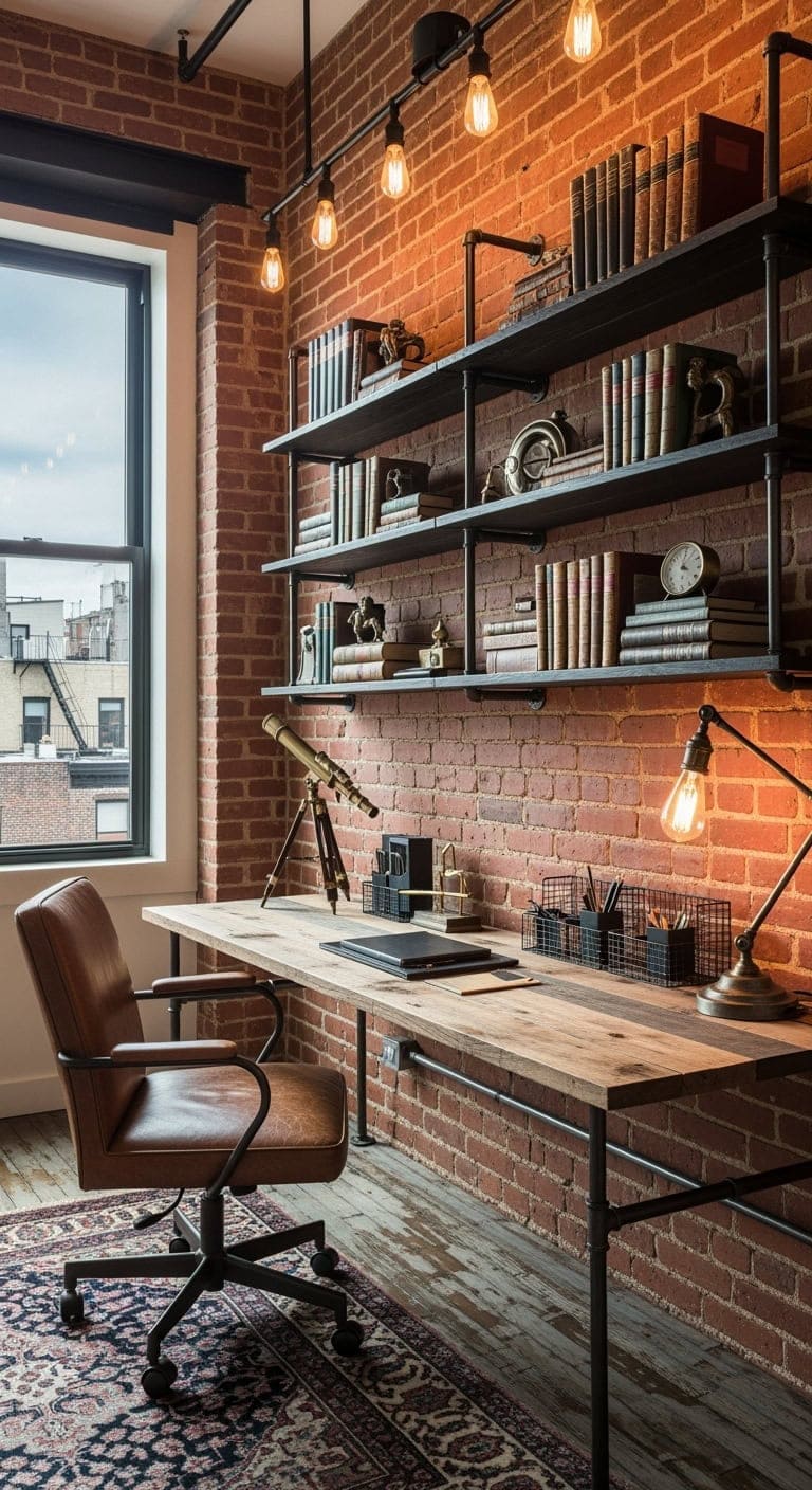 industrial exposed brick workspace