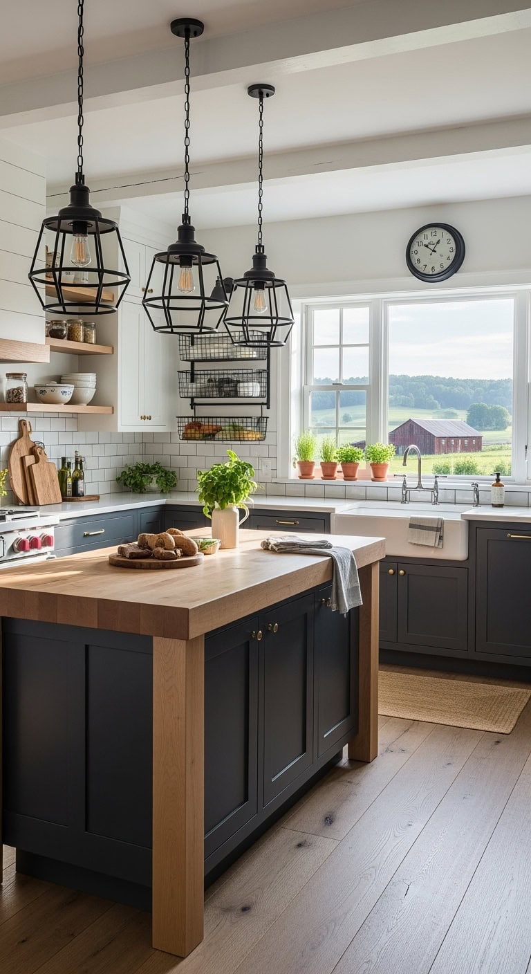 industrial farmhouse pendant island