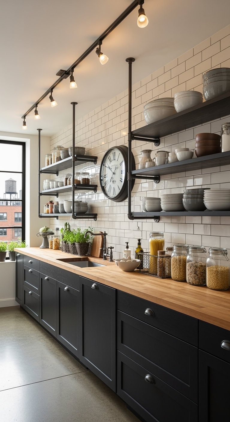 industrial loft style kitchen vibe