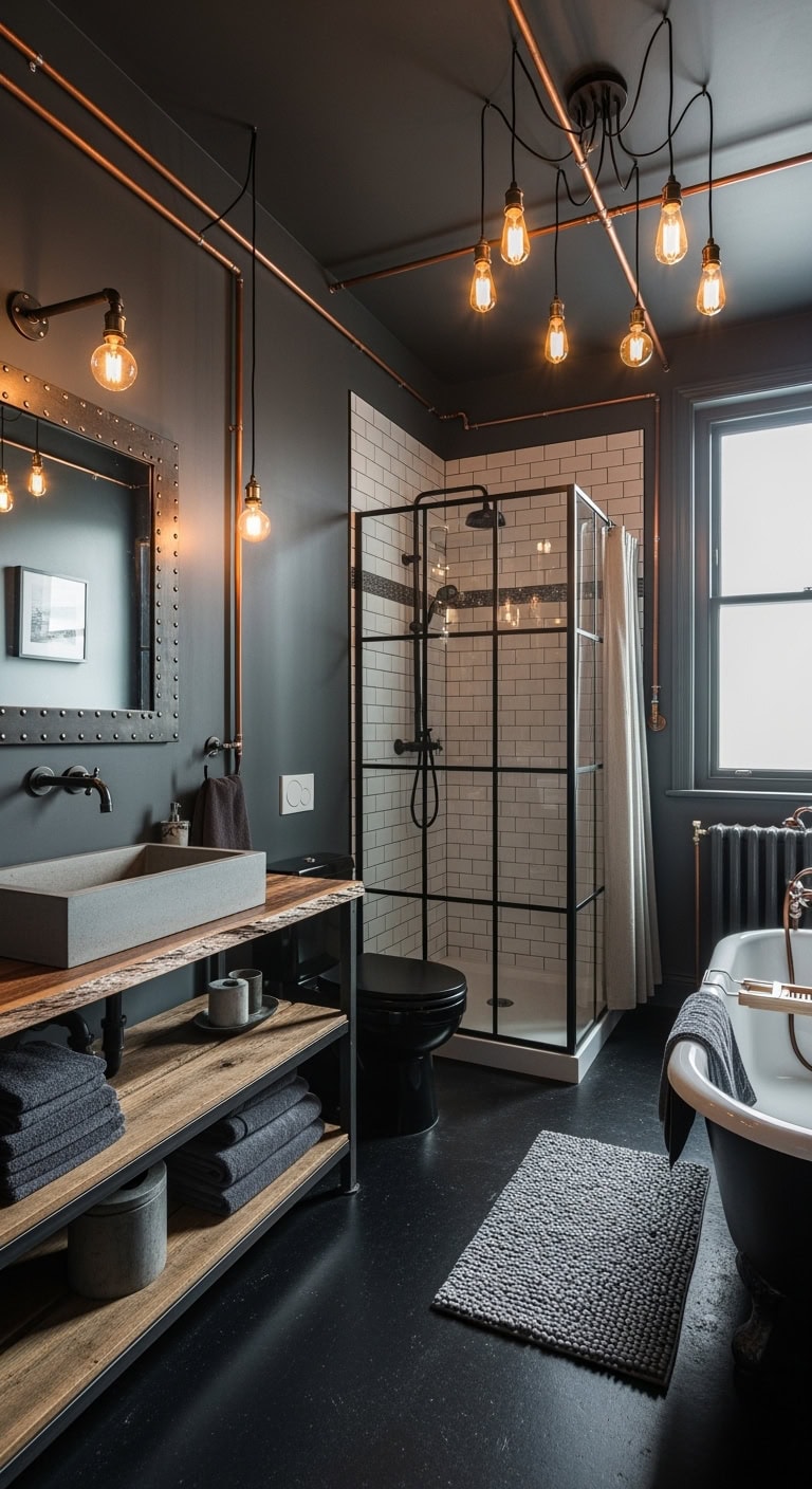 industrial matte black bathroom vibe