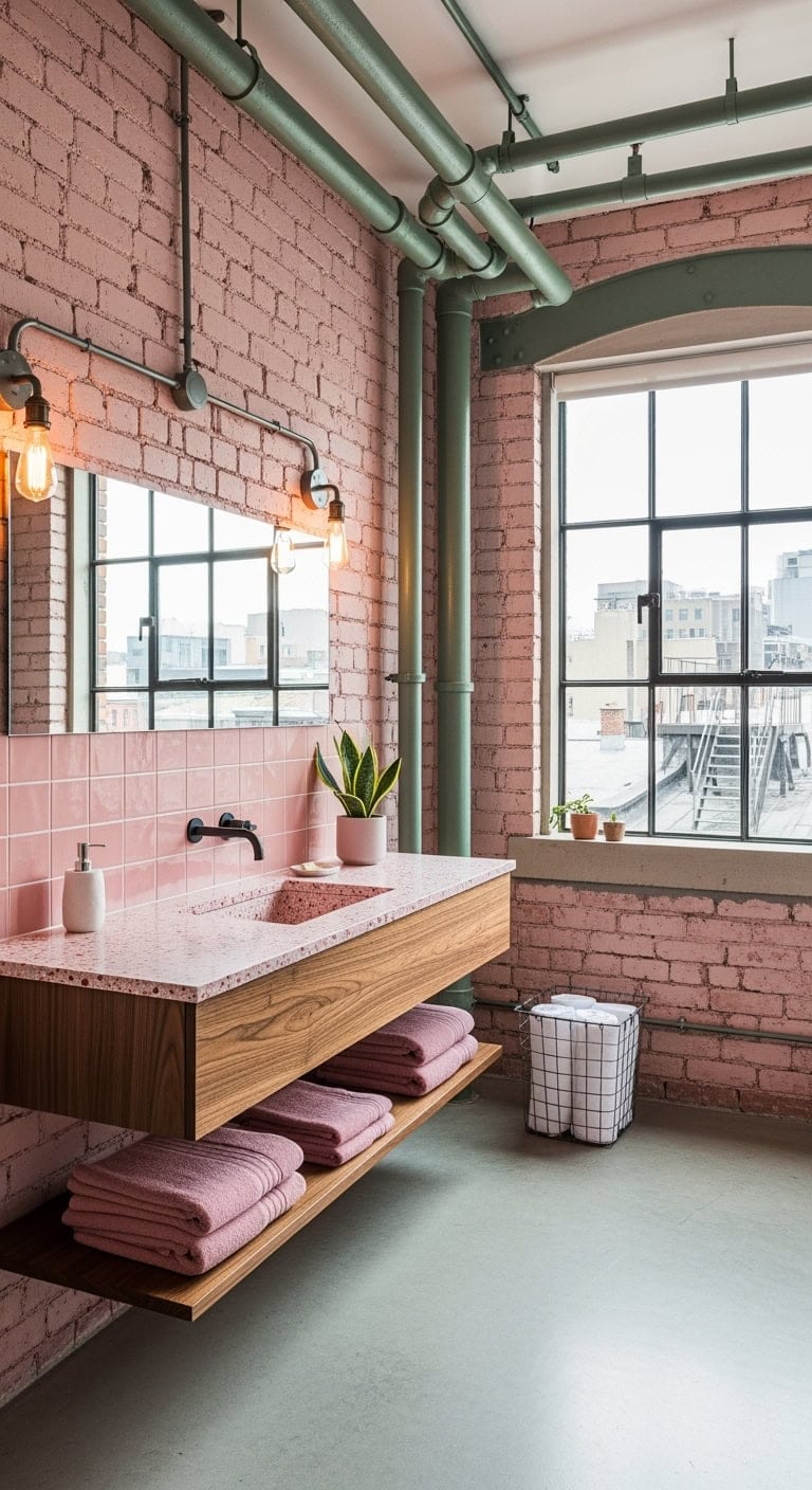 industrial pink exposed brick