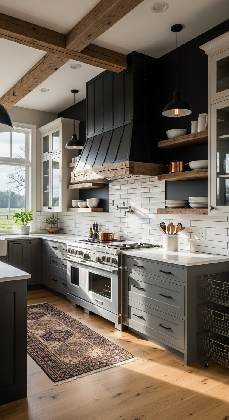 industrial reclaimed wood rangehood