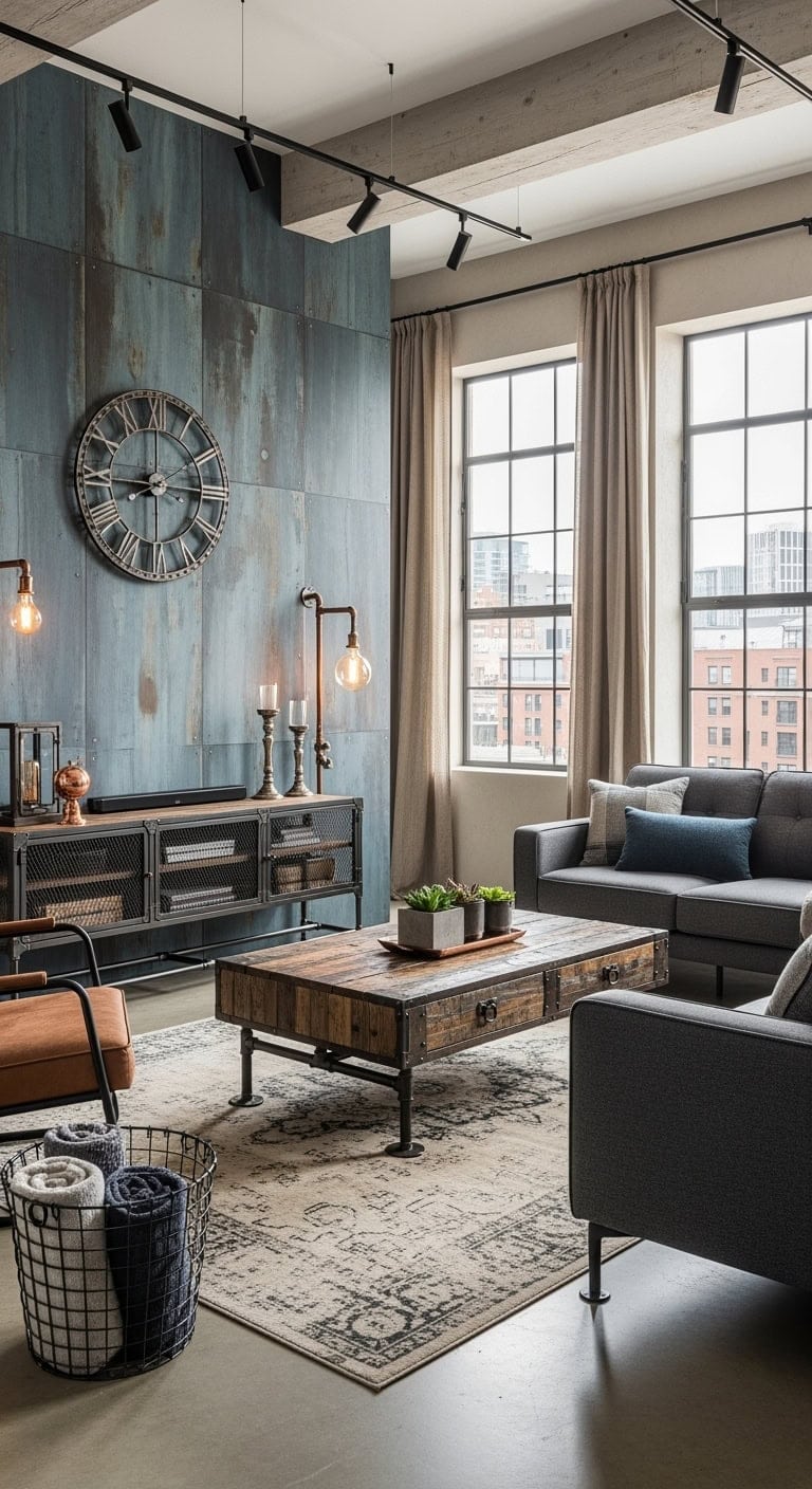 industrial slate blue loft