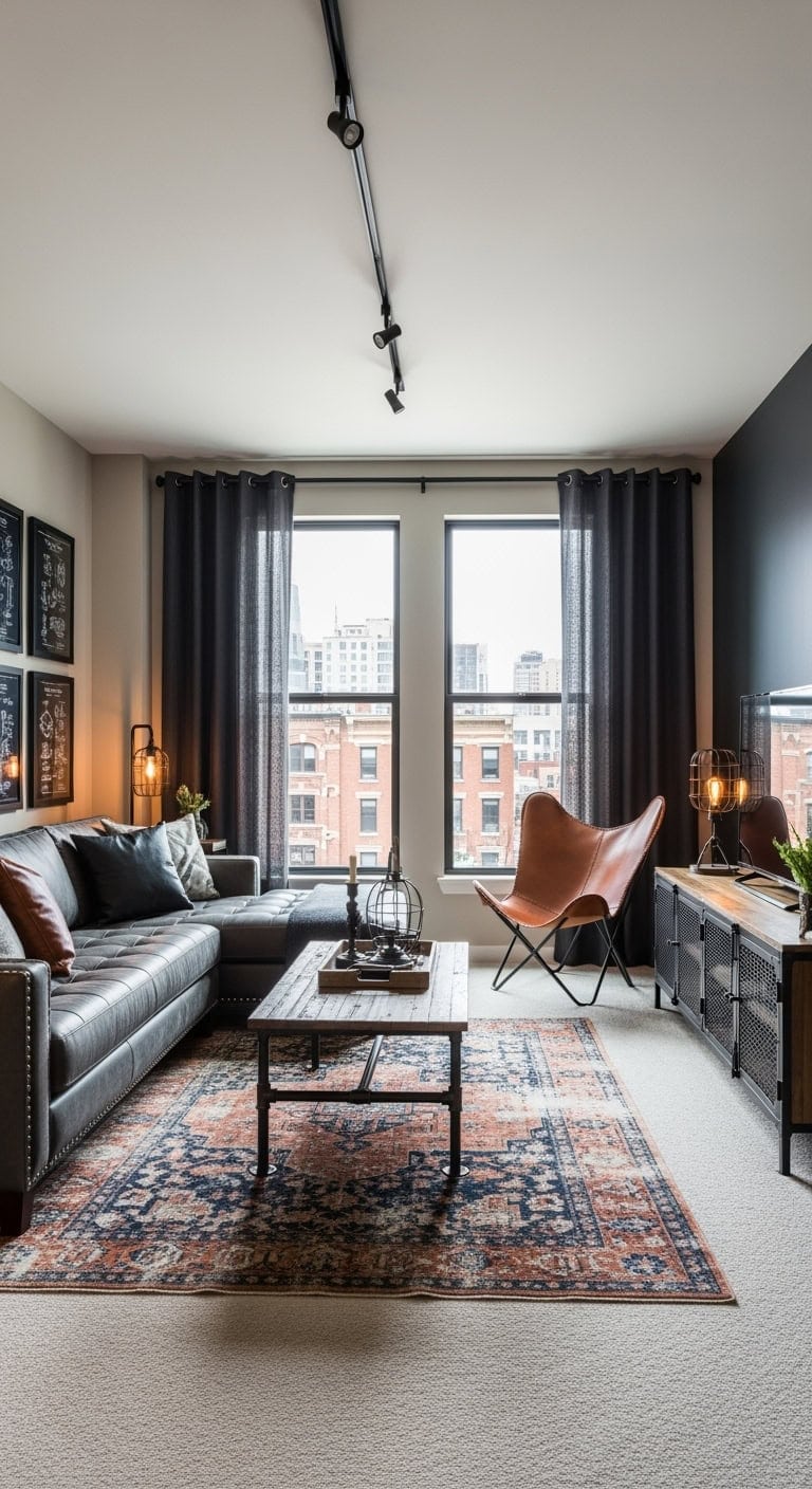 industrial warmth with beige carpet