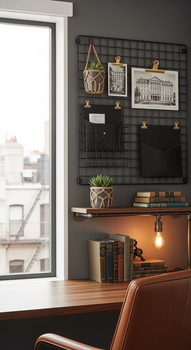 industrial wire grid workspace styling