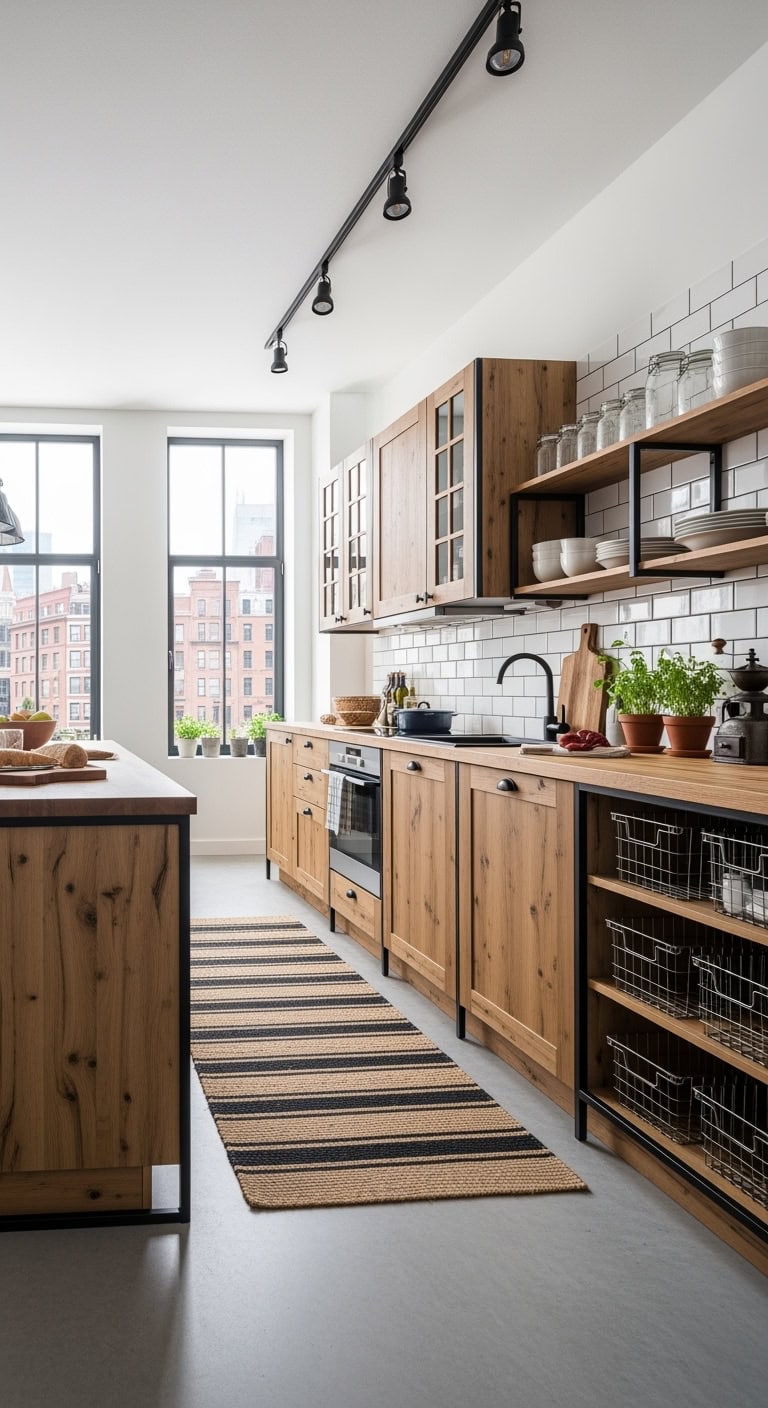 industrial wood and metal cabinets