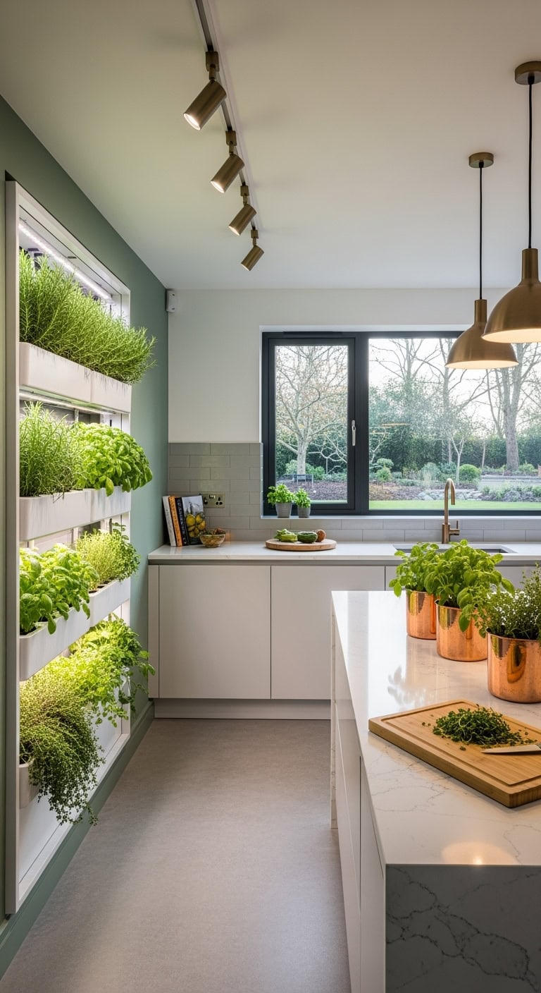 integrated kitchen herb wall