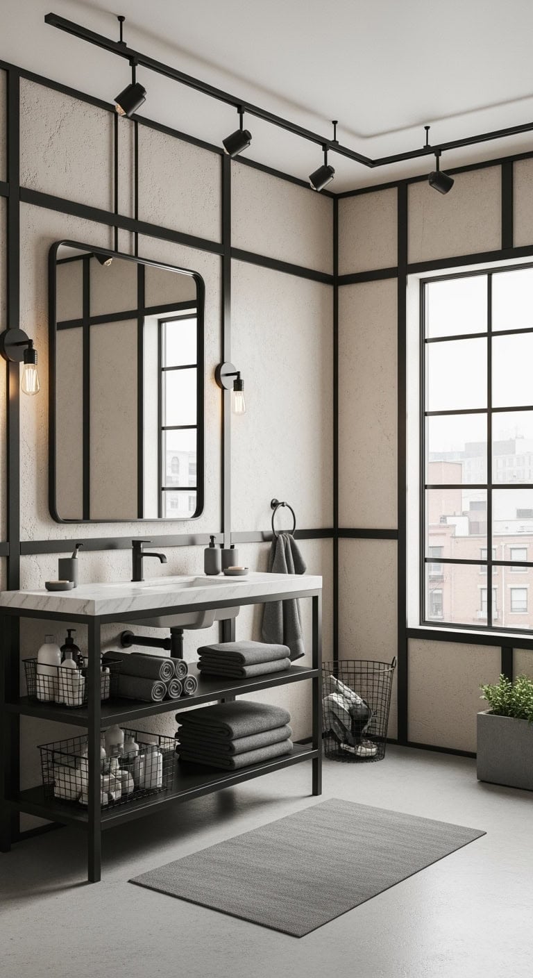 ivory concrete walls blackframes