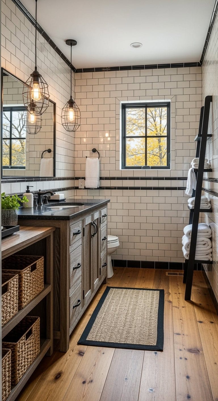 ivory subway tiles dark grout