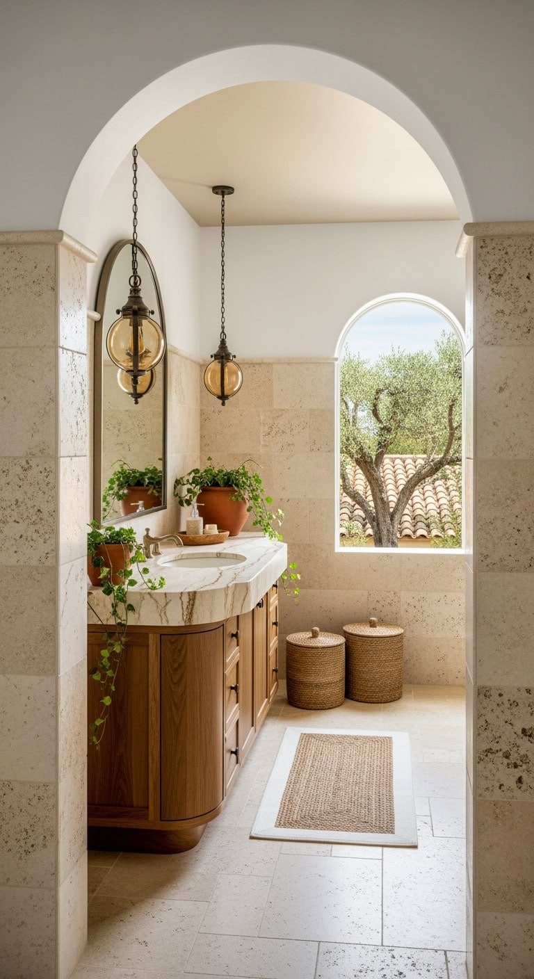 ivory travertine arched doorways