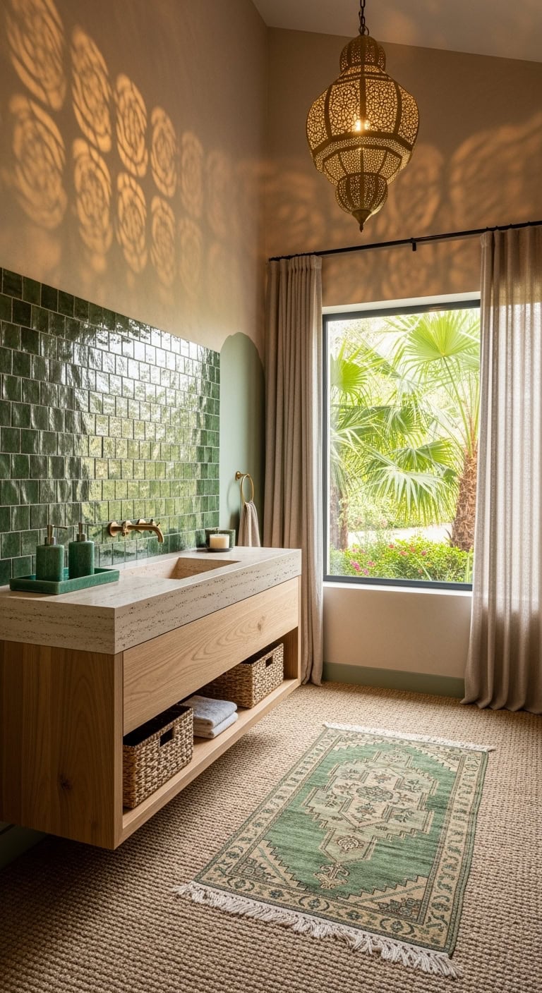 jade green bohemian bathroom retreat