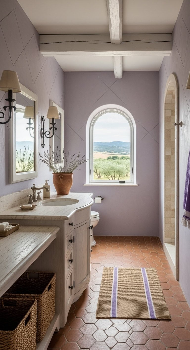 lavender stucco with terracotta