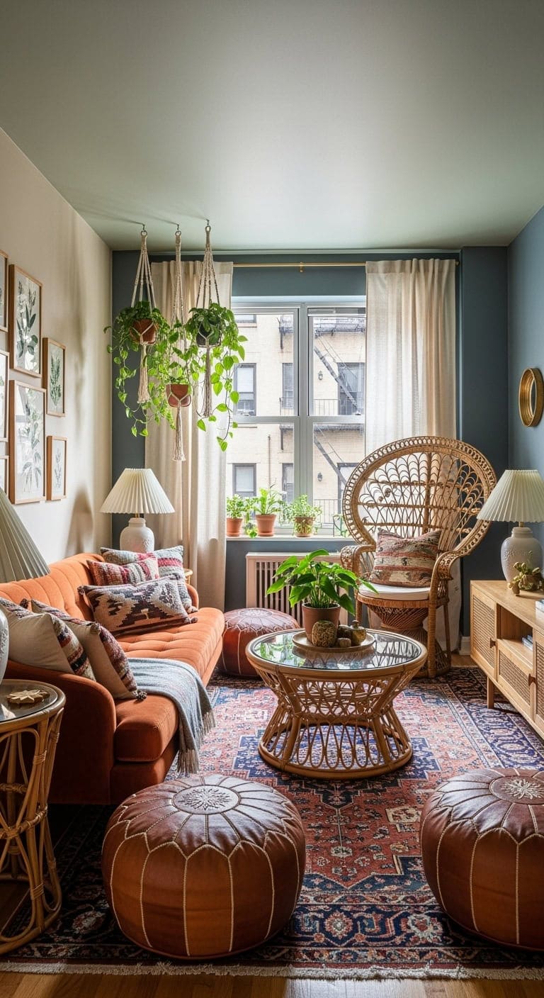 layered boho plants and textiles