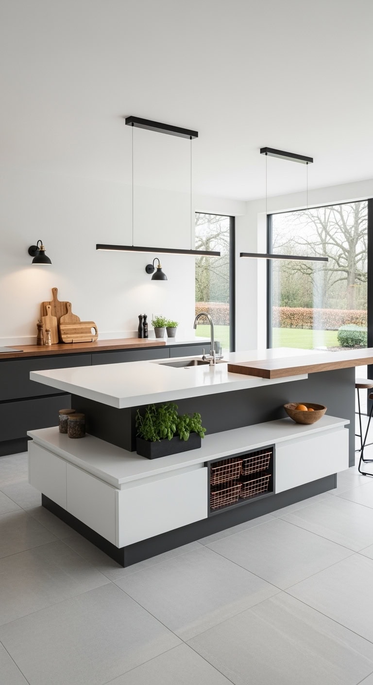 layered multifunctional kitchen counters