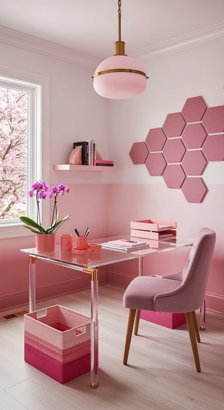 layered pink tonal homeoffice