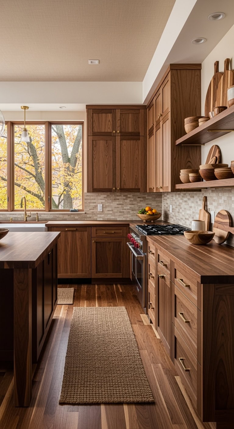 layered walnut kitchen warmth