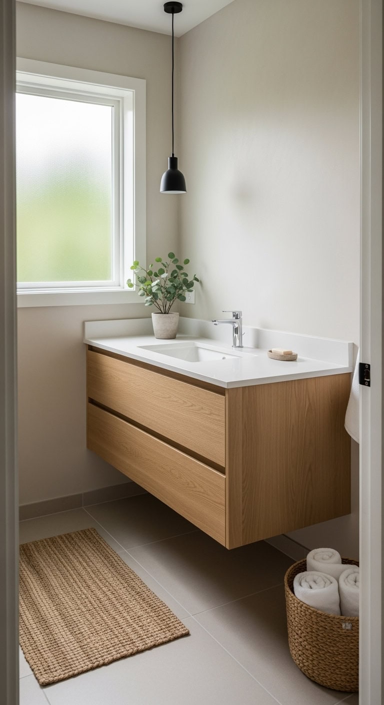 light beige scandinavian bathroom