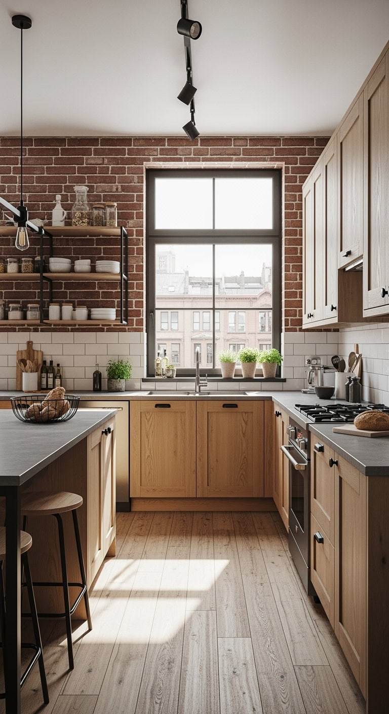 light brown industrial kitchen