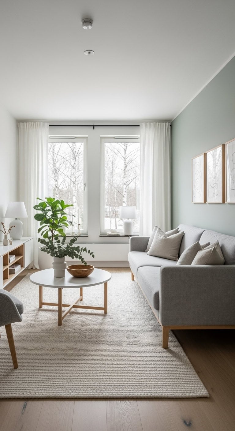 light filled scandinavian minimalist living