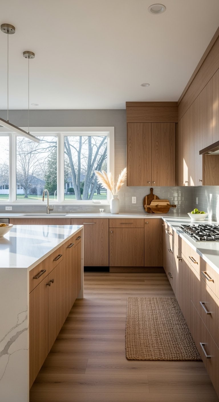 light walnut modern minimalist kitchen