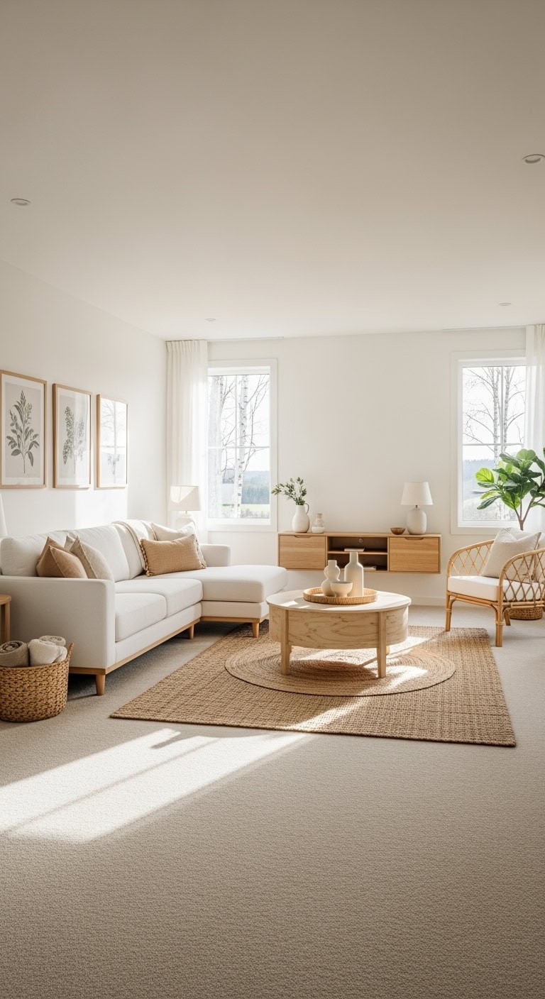 light wood neutral beige carpet