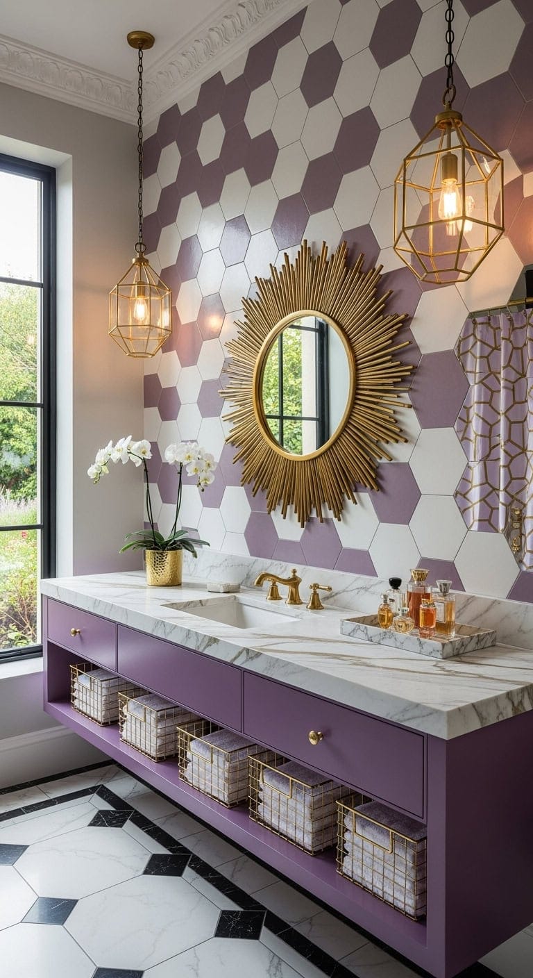 lilac and gold art deco