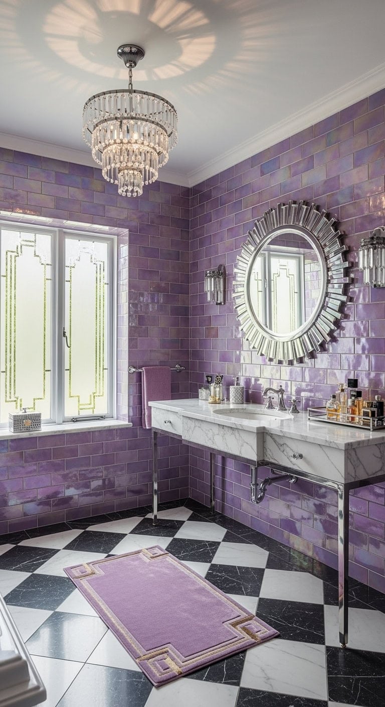 lilac art deco bathroom glam