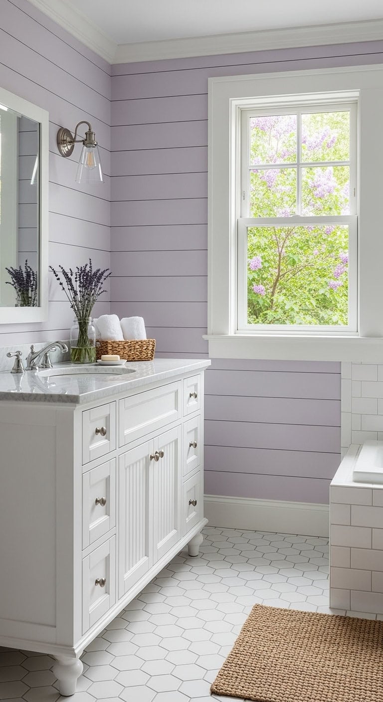 lilac shiplap cottage chic