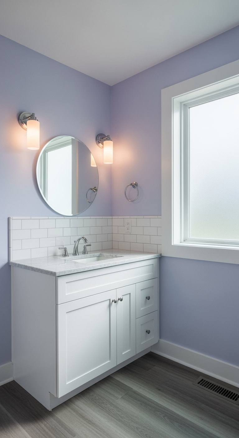 lilac themed bathroom design ideas