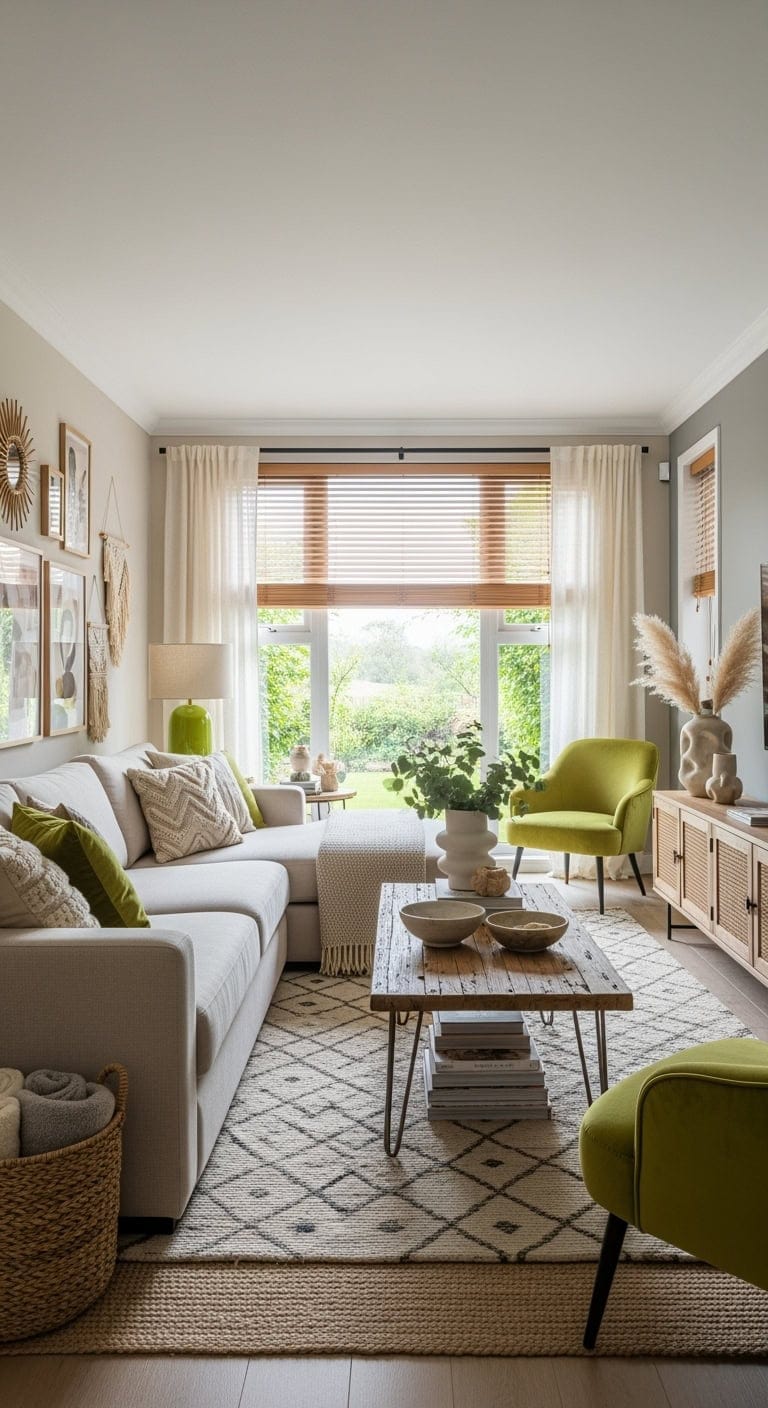 lime green eclectic beige textures