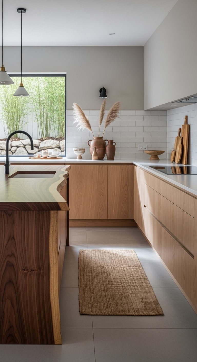 live edge minimal japandi kitchen