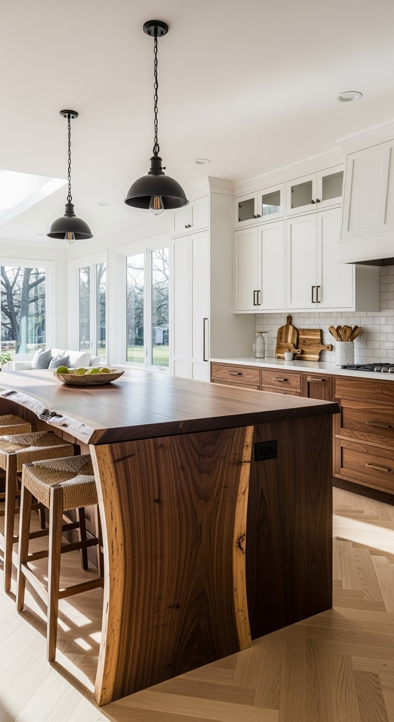live edge walnut breakfast bar