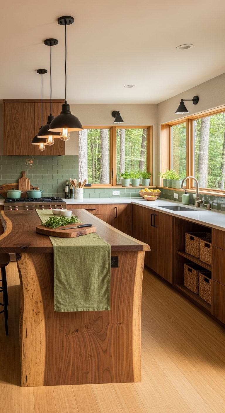 live edge walnut with sage