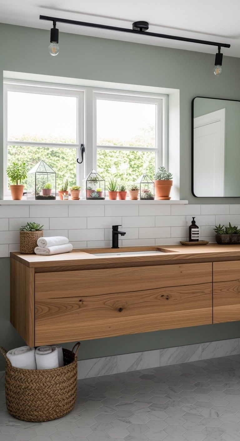 low maintenance bathroom succulent windowsill