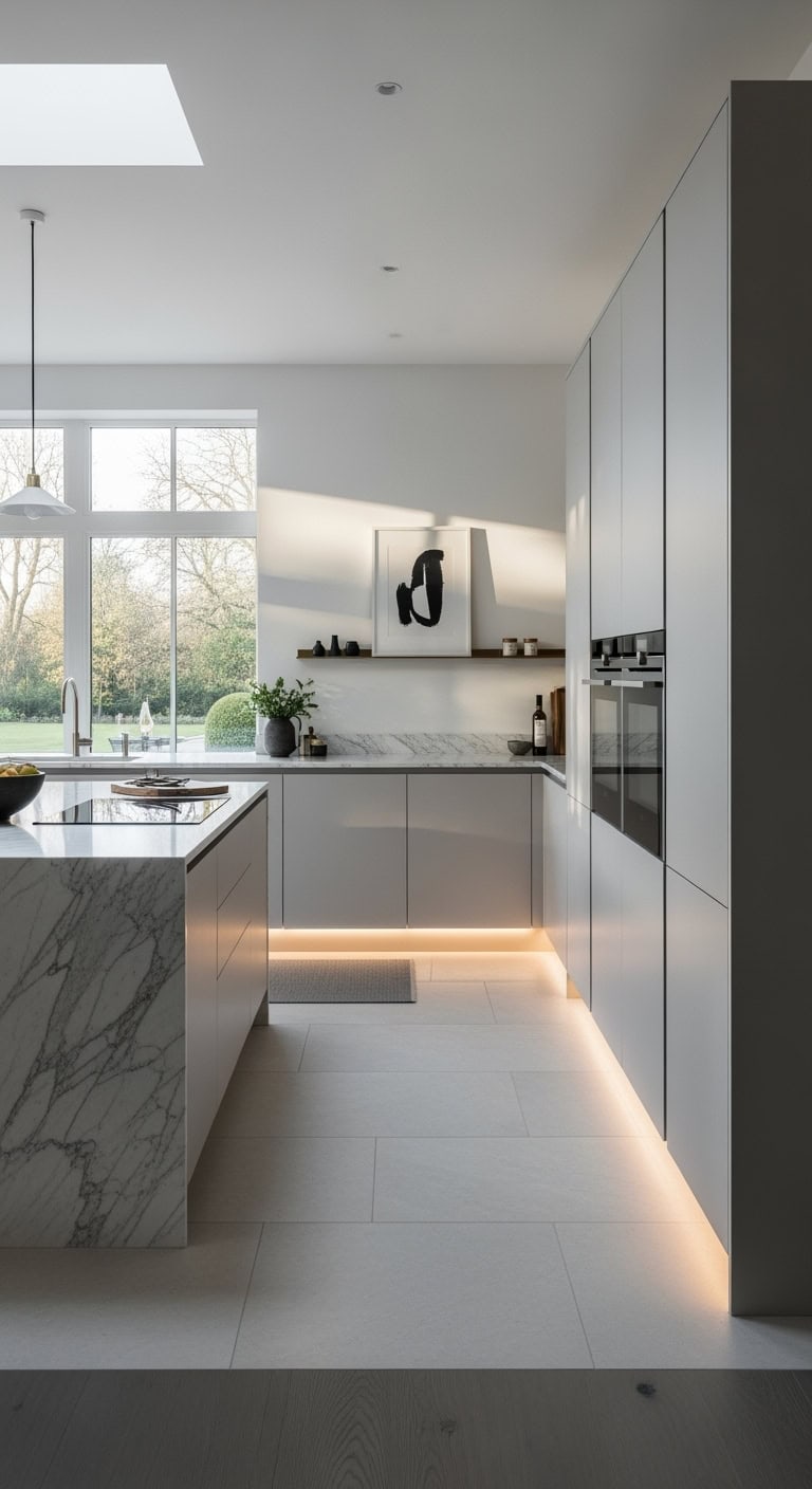 luxe soft gray minimalist kitchen