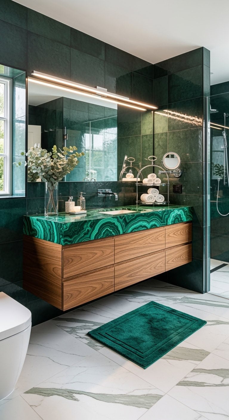 malachite green marble bathroom