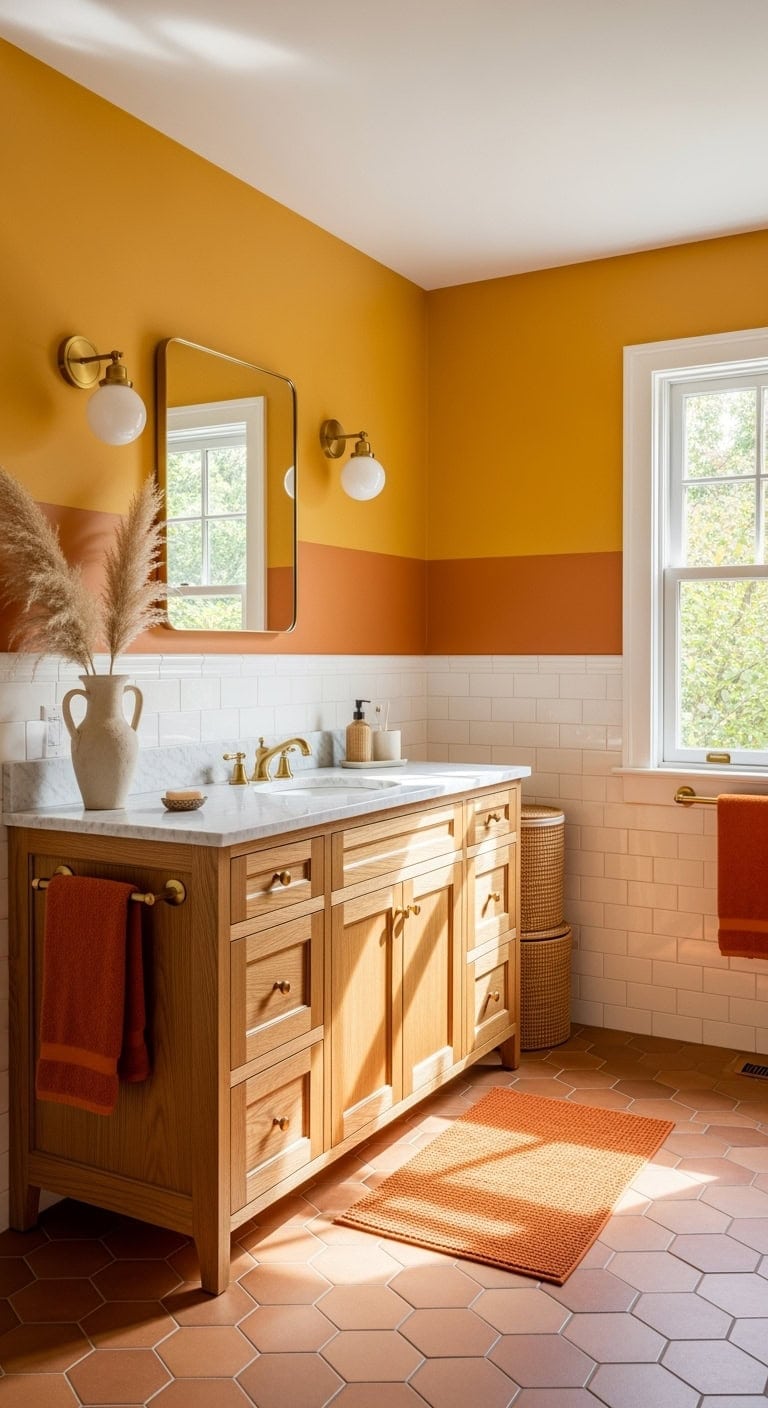 marigold two toned bathroom decor