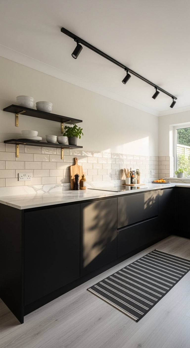 matte black cabinets glossy cream