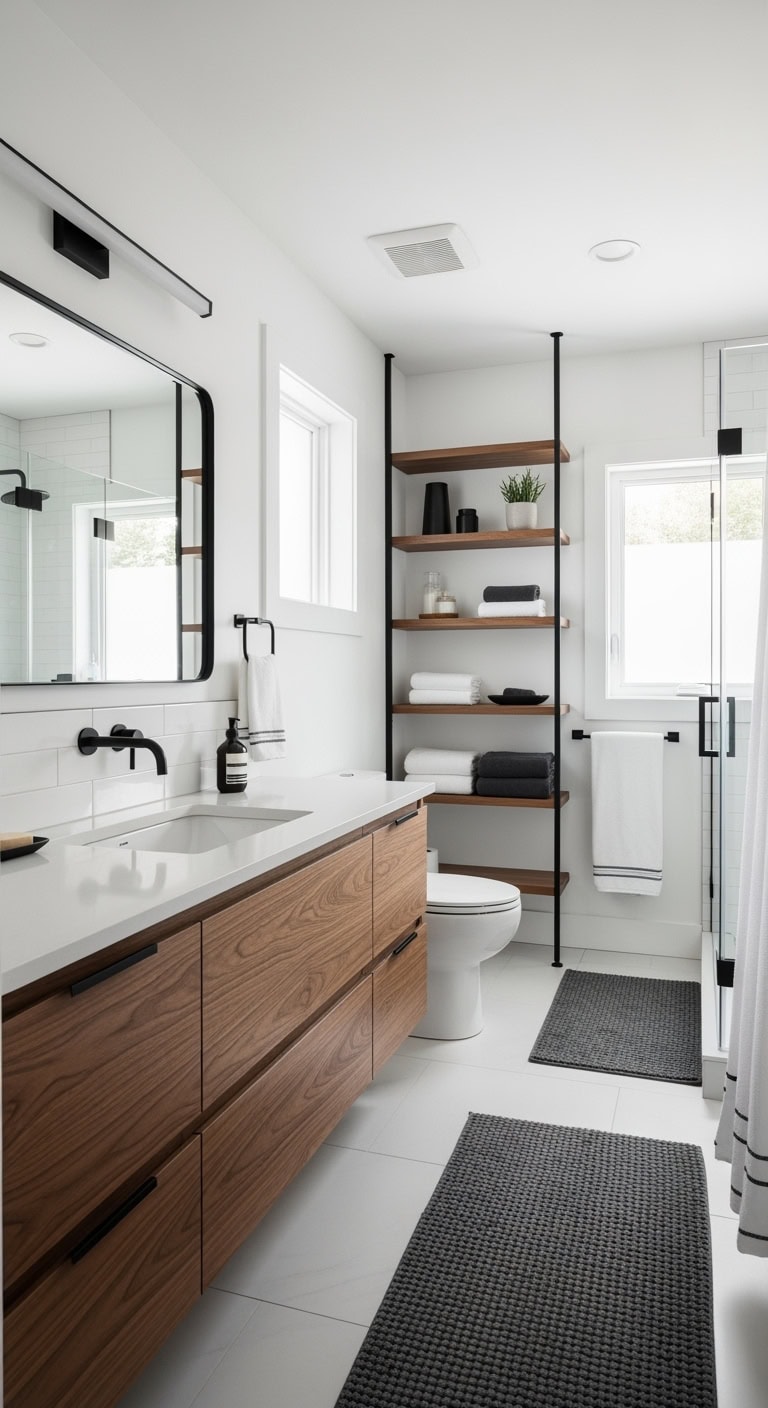 matte black fixtures wood