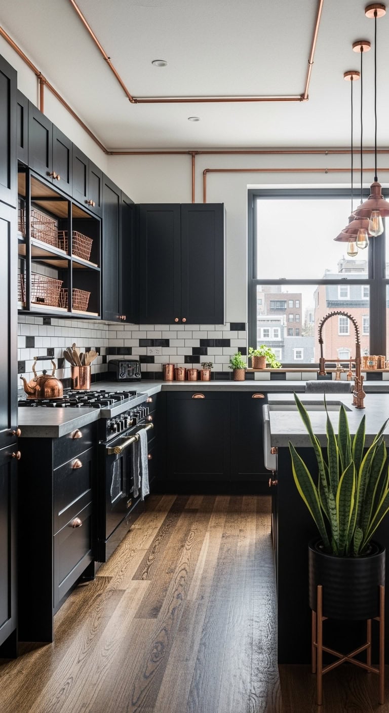 matte black industrial kitchen