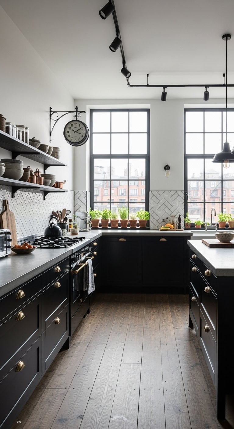 matte black industrial kitchen