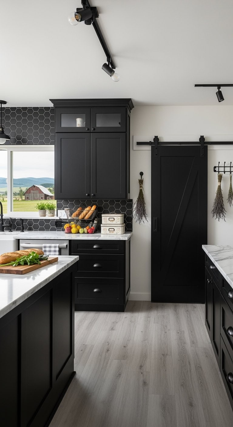 matte black sliding pantry door