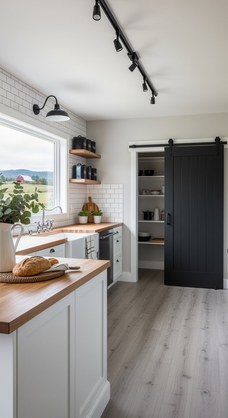 matte black sliding pantry doors