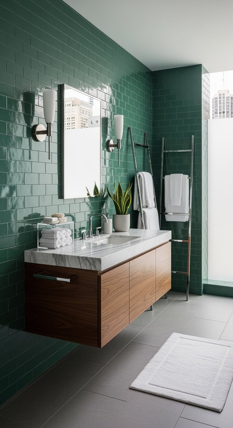 matte emerald chrome bathroom